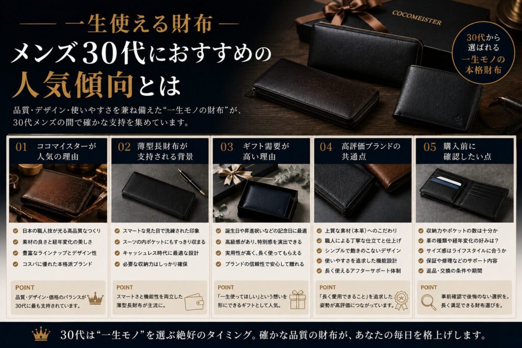 一生使える財布メンズ30代におすすめの人気傾向とは