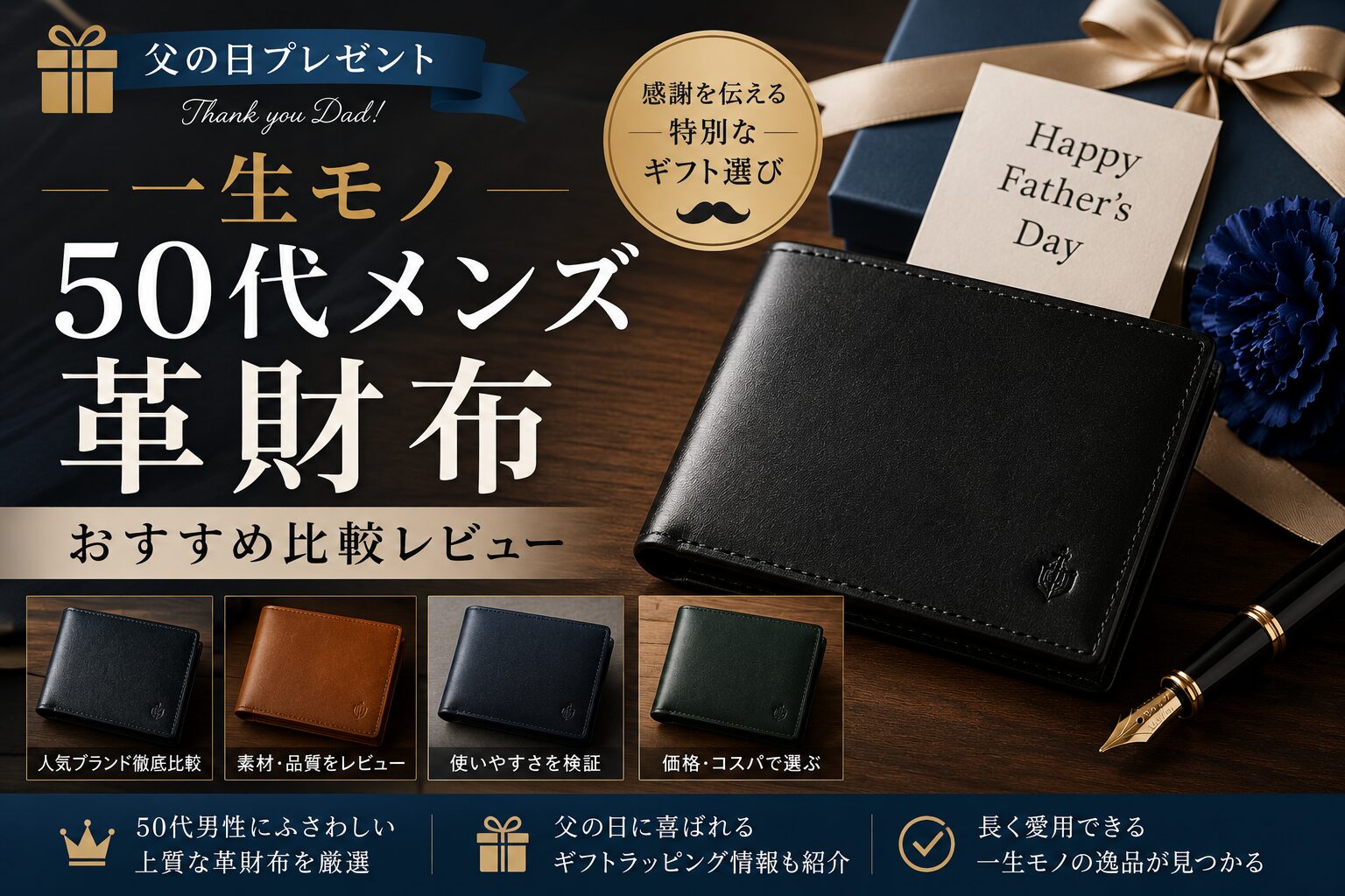 父の日プレゼント一生モノ50代メンズ革財布おすすめ比較レビュー