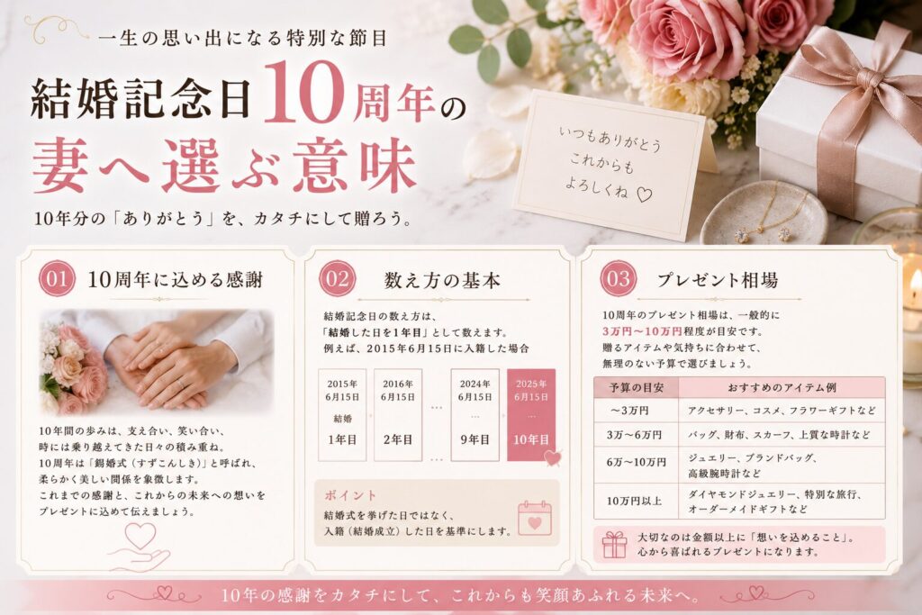結婚記念日10周年の妻へ選ぶ意味