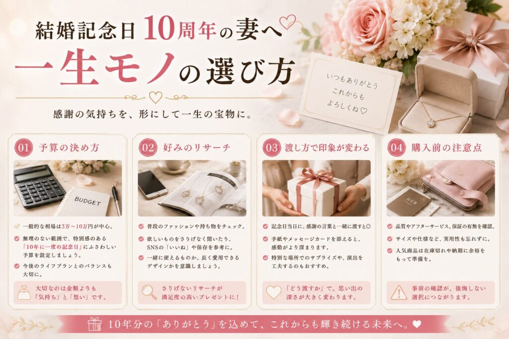 結婚記念日10周年の妻へ一生モノの選び方