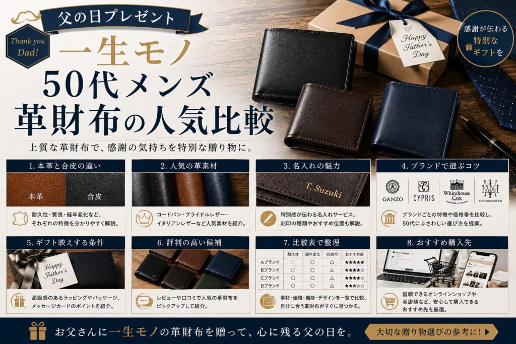 父の日プレゼント一生モノ50代メンズ革財布の人気比較