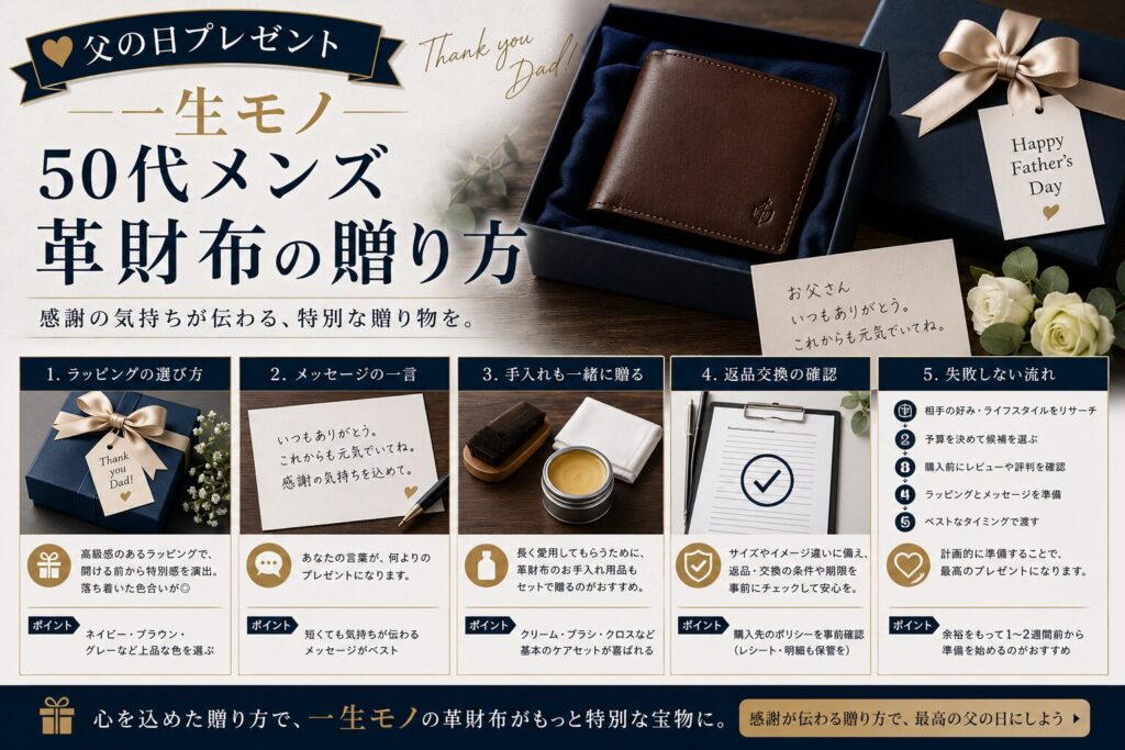 父の日プレゼント一生モノ50代メンズ革財布の贈り方