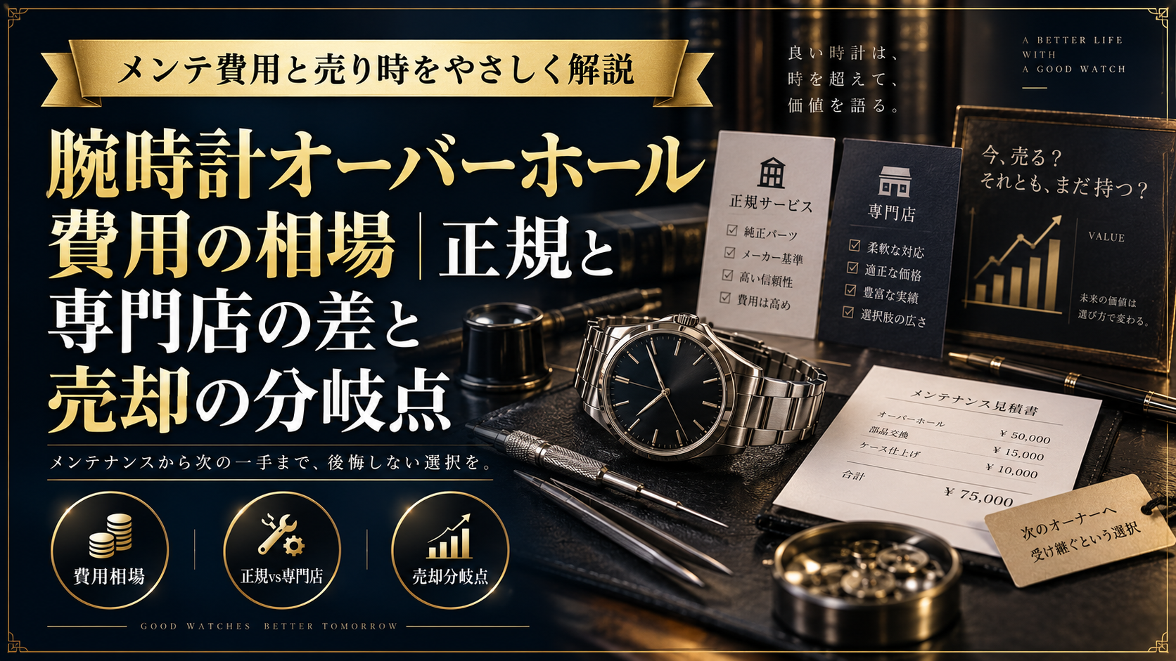 腕時計オーバーホール費用の相場｜正規と専門店の差と売却の分岐点