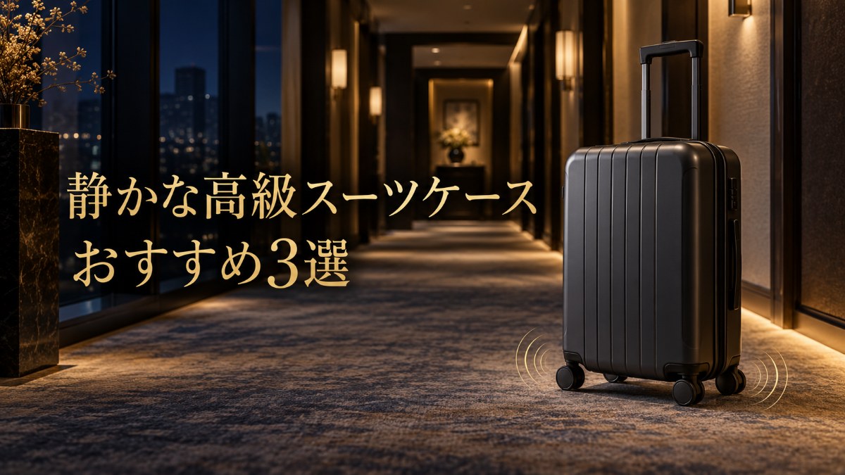 静かな高級スーツケースおすすめ3選 夜のホテル廊下を静かに転がるスーツケース